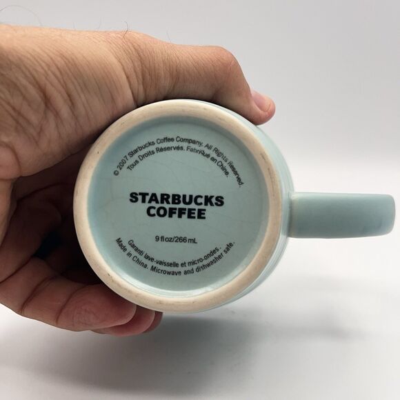 Starbucks Mug Ribbed Pale Blue Ceramic 2007 9 oz - Picture 11 of 11